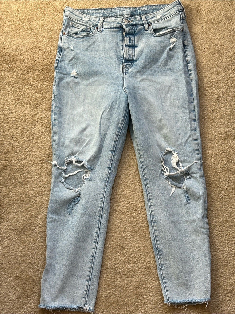 Old Navy Women’s O.G. Straight Distressed Jeans Light Wash Size 14